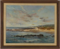 Vintage Large Framed Mid 20th Century Oil - Summer Beach Scene