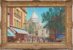 Large French Impressionist Nicely Framed Paris Street Scene Signed Oil Painting