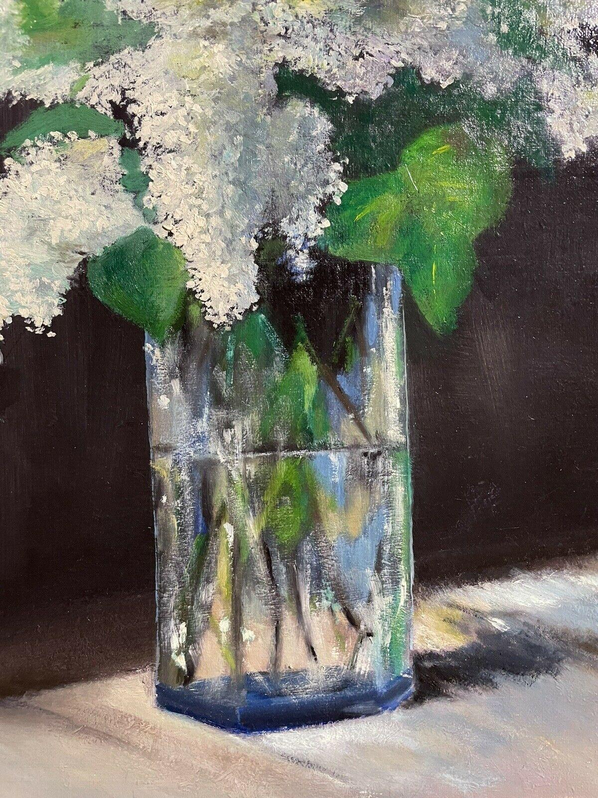 Artist/ School: French School, mid century/1960's

Title: Still Life of Flowers (White lilacs)

Medium: oil painting, on canvas. 

Size: painting: 21.75 x 18 inches
        
Provenance: private collection, France

Condition: The painting is in good