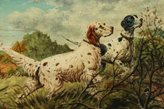 Large Gilt Framed 20th Century English Oil - A Pair of Pointers Scenting Game