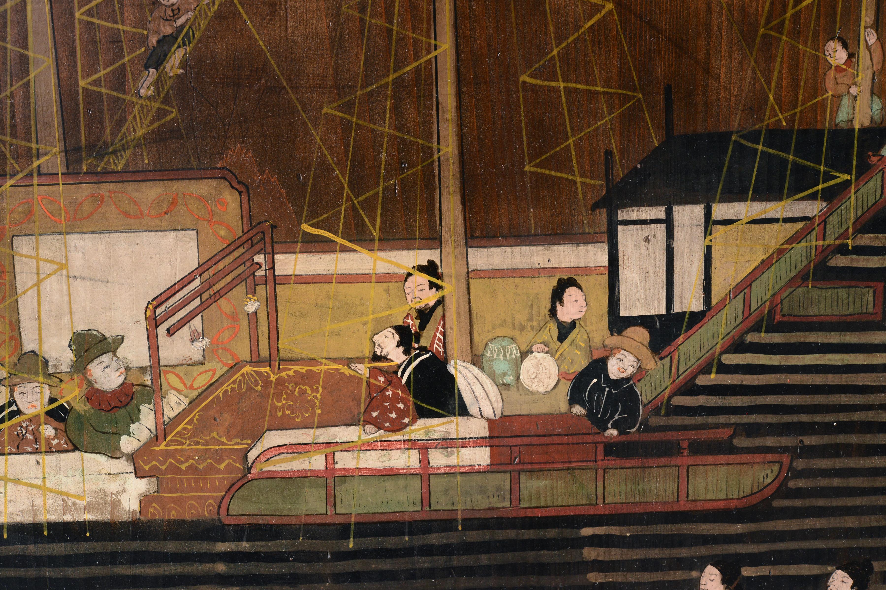 Large Japanese Wood Board Ema Namban Depicting a Portuguese Ship Edo period For Sale 1