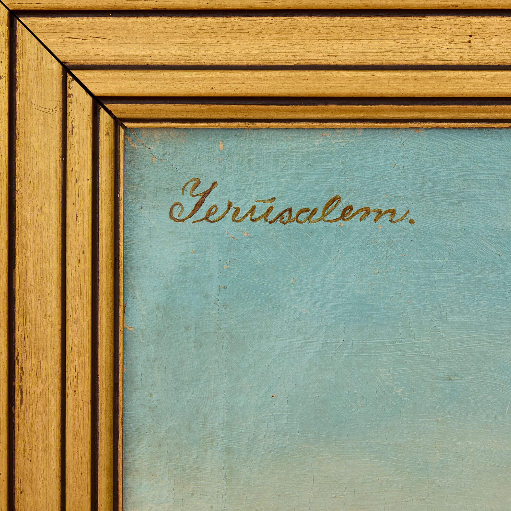 Peinture à l'huile d'un grand paysage Jérusalem - Marron Landscape Painting par Unknown