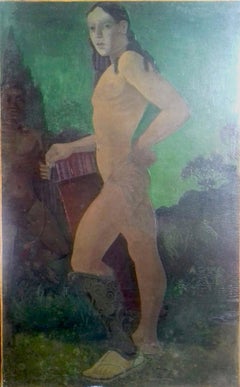 Large Male Nude, Young Warrior, Mythological Roman Symbolist French Art Deco 