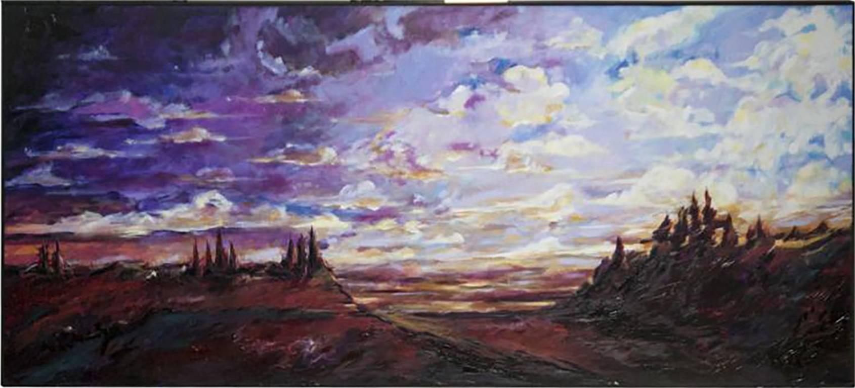 Unknown Landscape Painting - Large Modern Impressionistic Landscape Oil Painting
