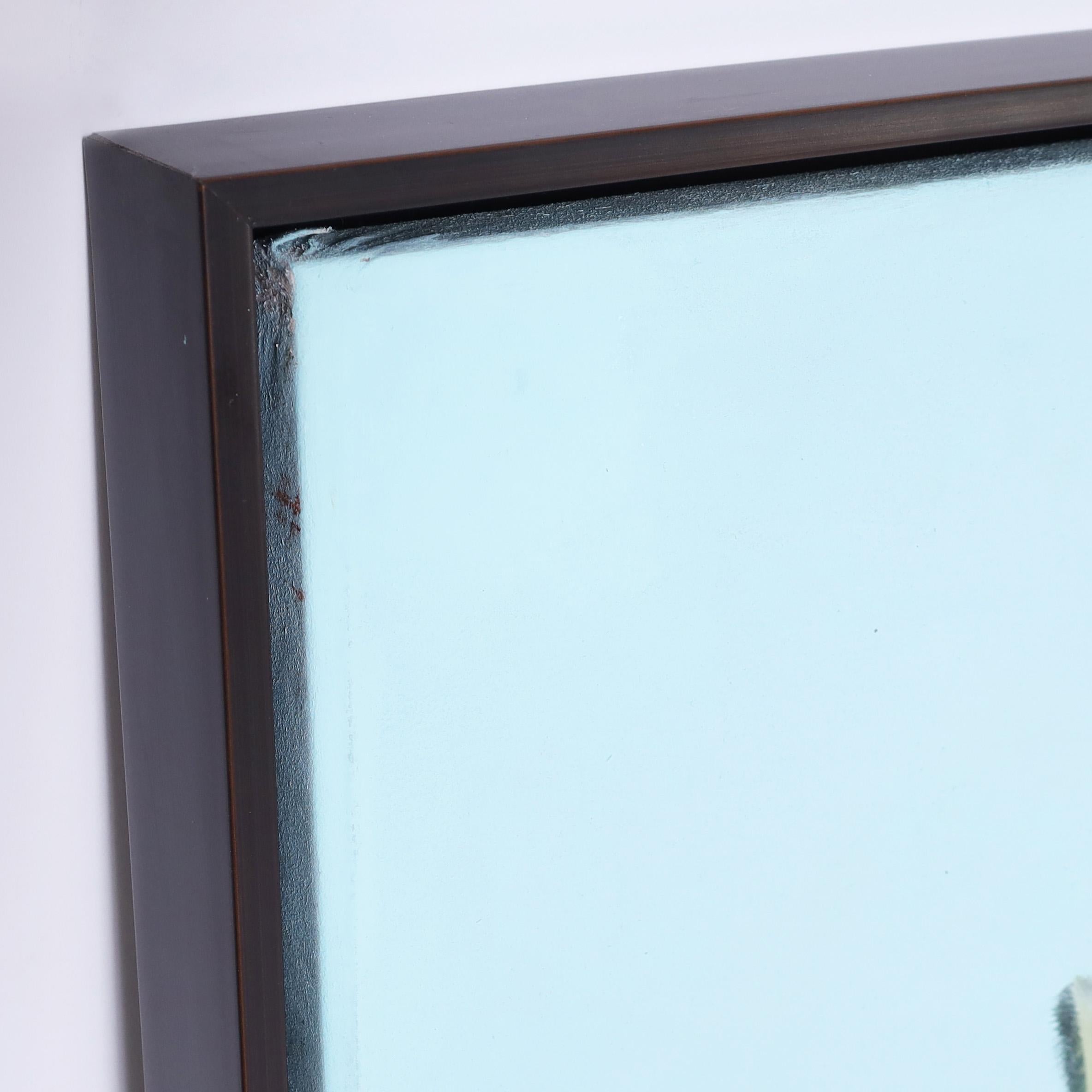 Großes modernistisches Gemälde auf Leinwand eines Strandhauses im Angebot 5