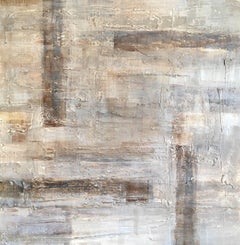 Large Neutral Abstract Oil Painting, Signed