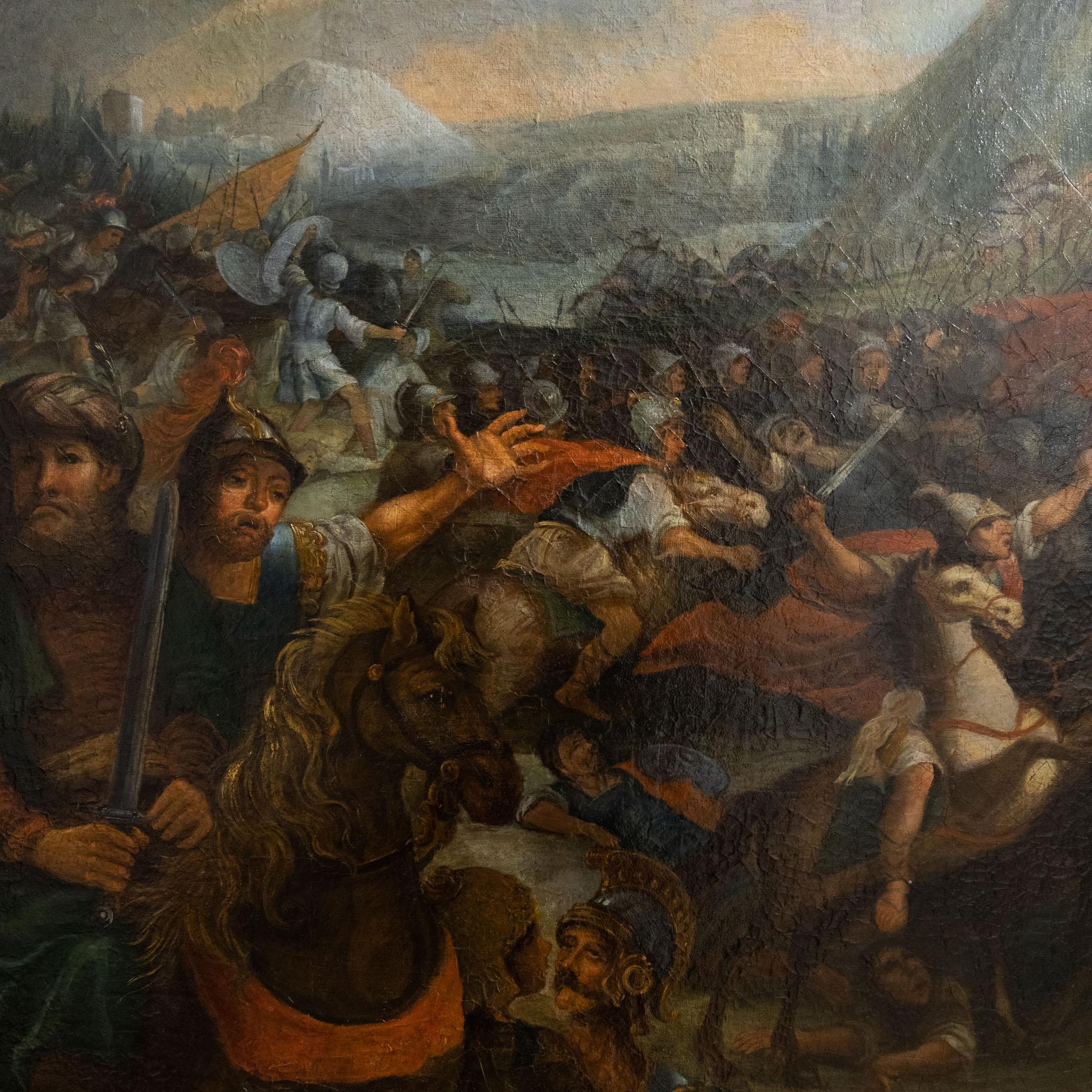 Large Painting of a Battle, Figurative Painting, 18th Century For Sale 3