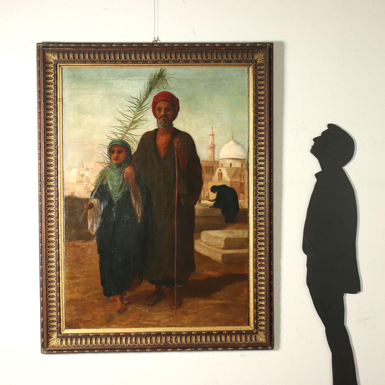 Large Painting Orientalist Subject Oil On Canvas Late '800 - Brown Figurative Painting by Unknown