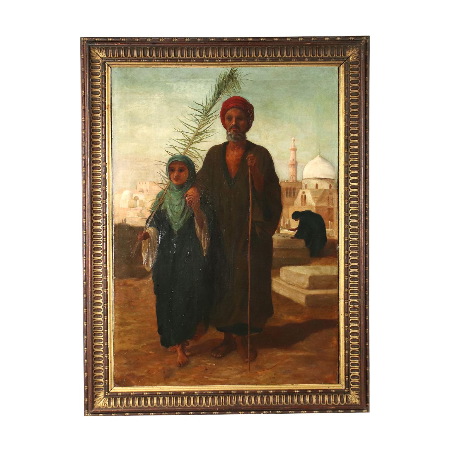 Unknown Figurative Painting - Large Painting Orientalist Subject Oil On Canvas Late '800