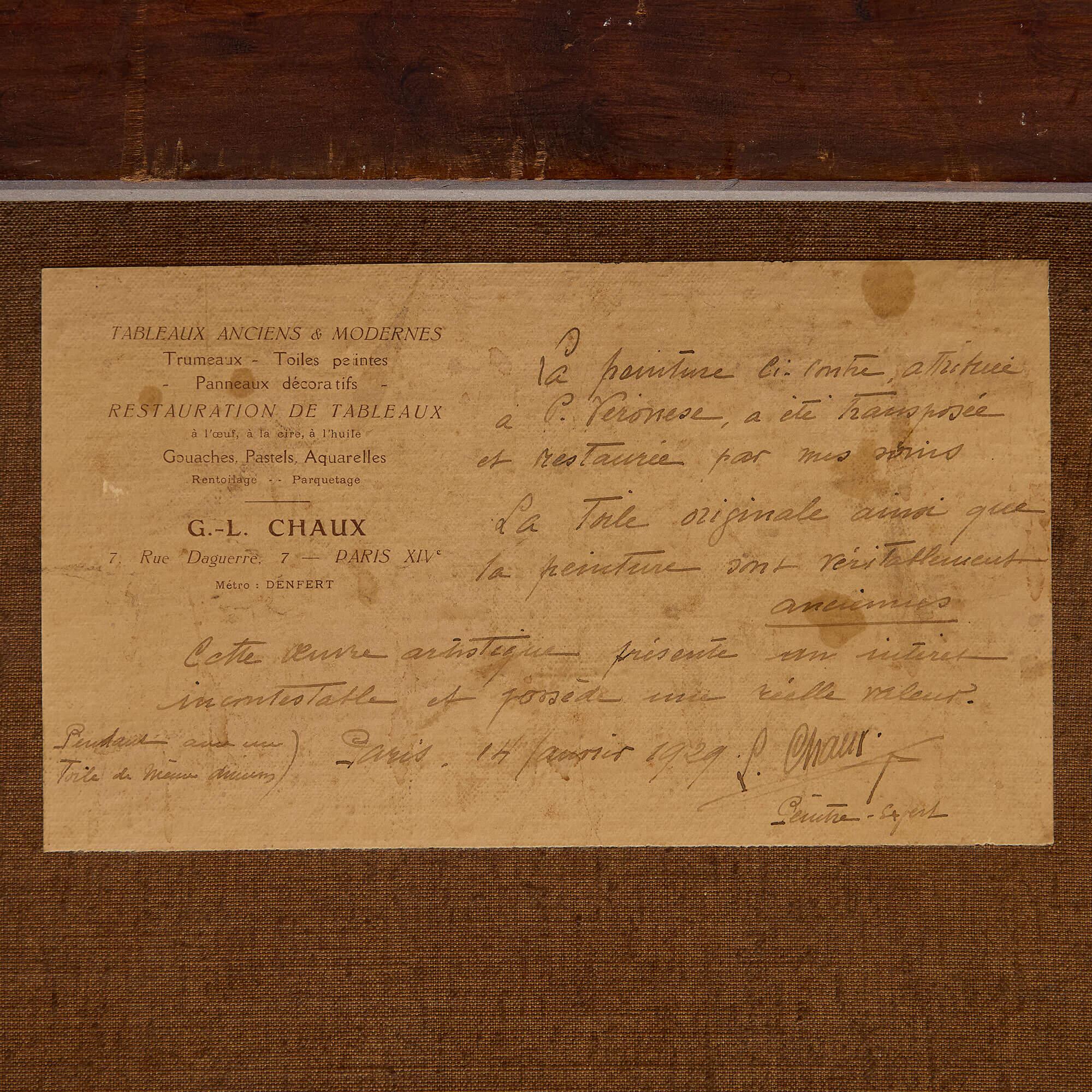 Large Pair Oil Canvas Italian Venetian Religious Scenes After Paolo Veronese im Angebot 7