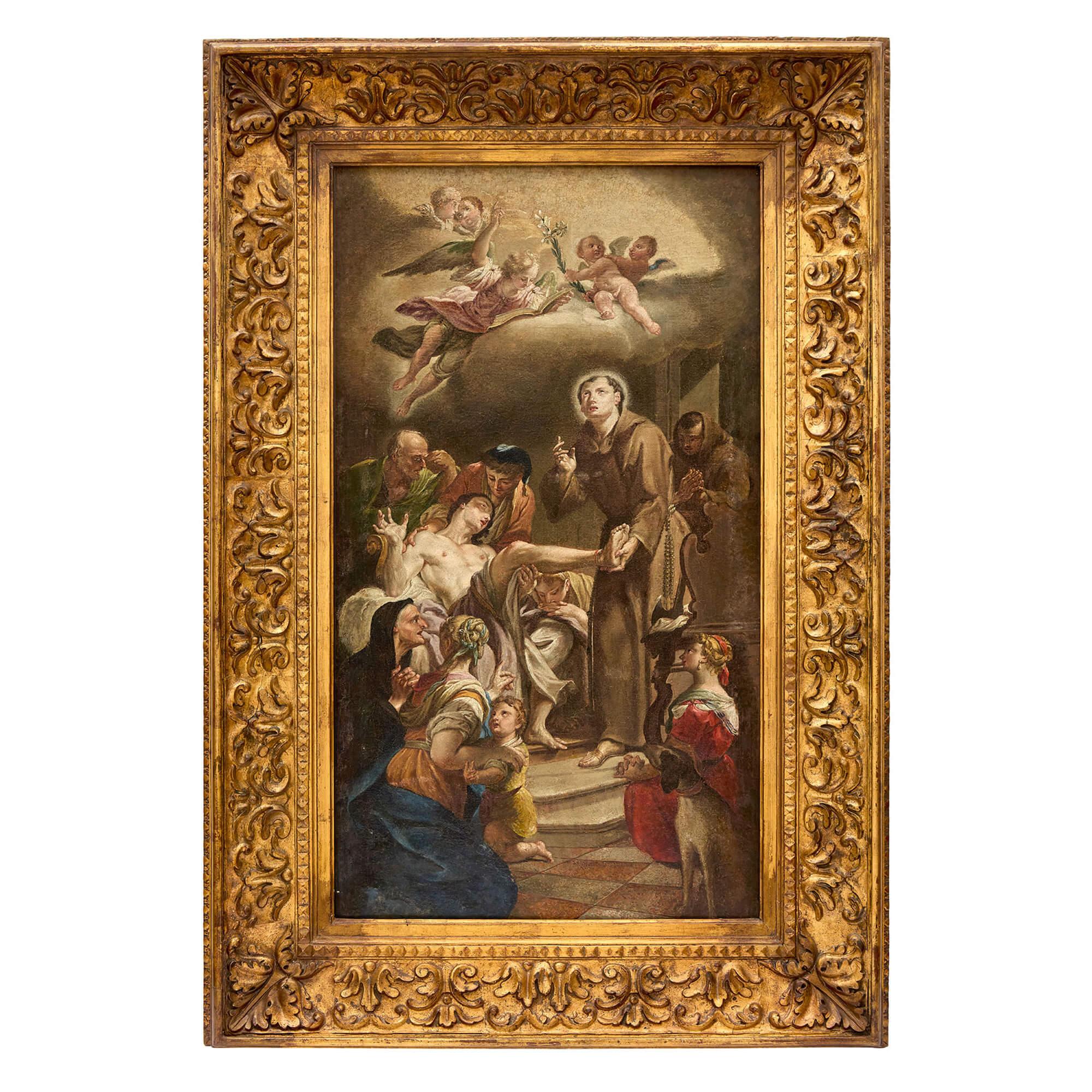 Large Pair Oil Canvas Italian Venetian Religious Scenes After Paolo Veronese – Painting von Unknown