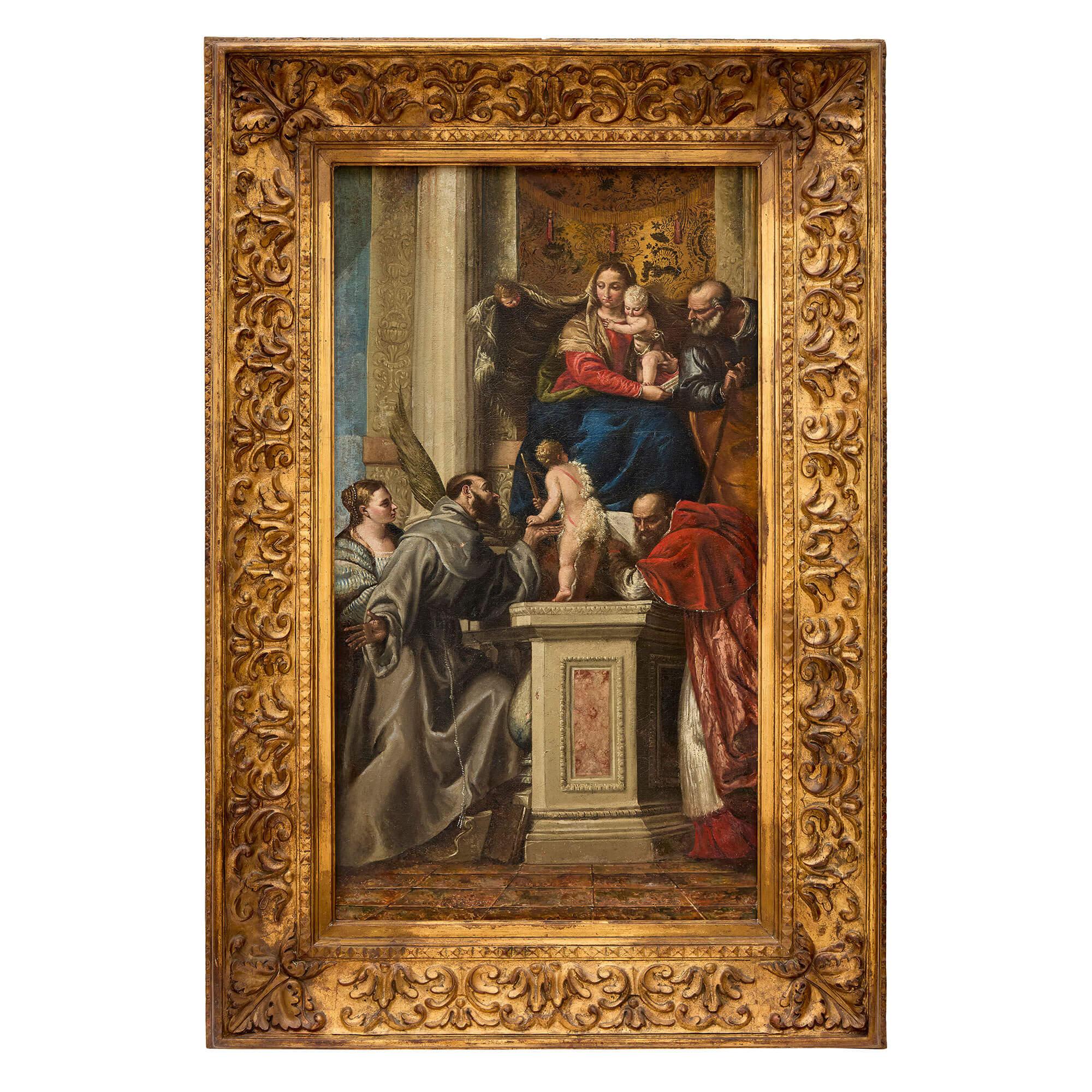 Large Pair Oil Canvas Italian Venetian Religious Scenes After Paolo Veronese (Renaissance), Painting, von Unknown