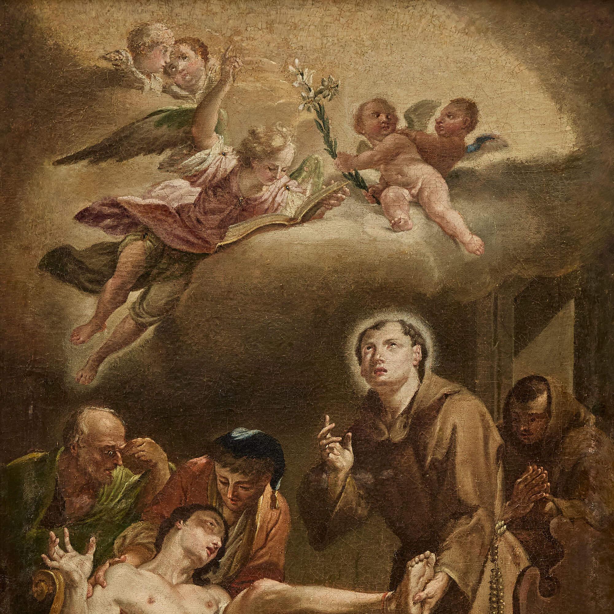 Large Pair Oil Canvas Italian Venetian Religious Scenes After Paolo Veronese im Angebot 1