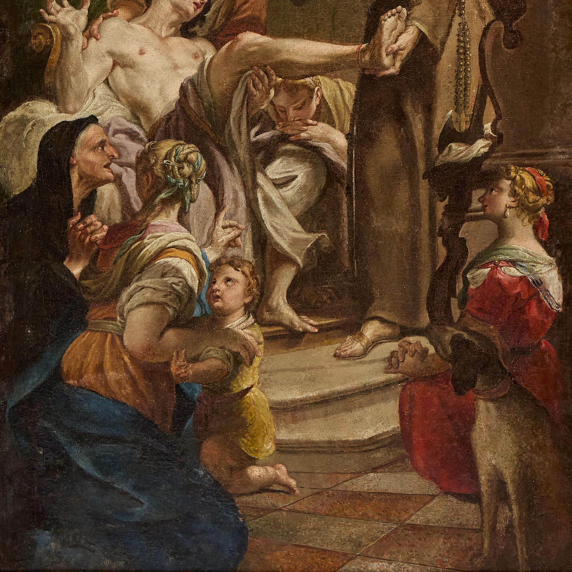 Large Pair Oil Canvas Italian Venetian Religious Scenes After Paolo Veronese im Angebot 2