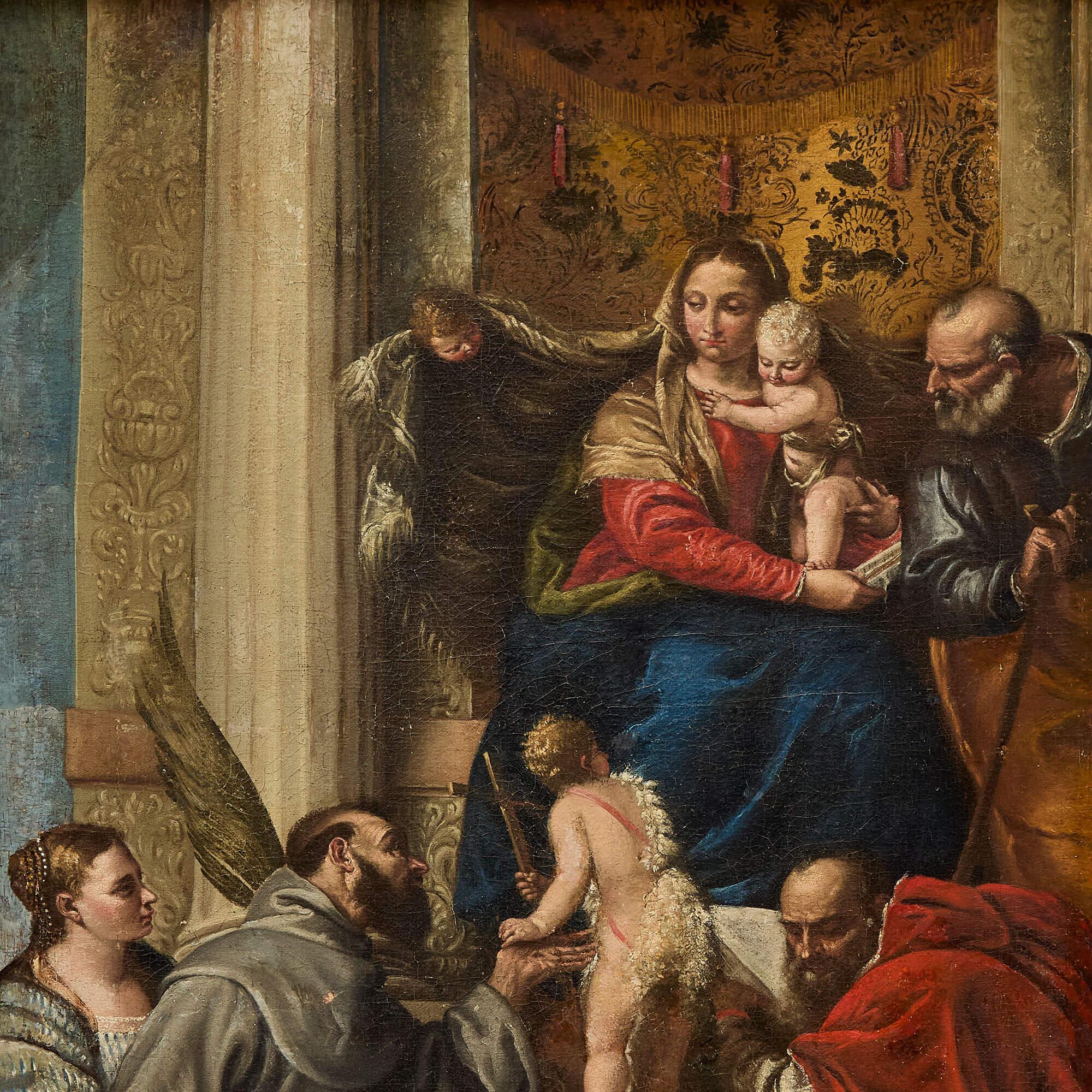 Large Pair Oil Canvas Italian Venetian Religious Scenes After Paolo Veronese im Angebot 3