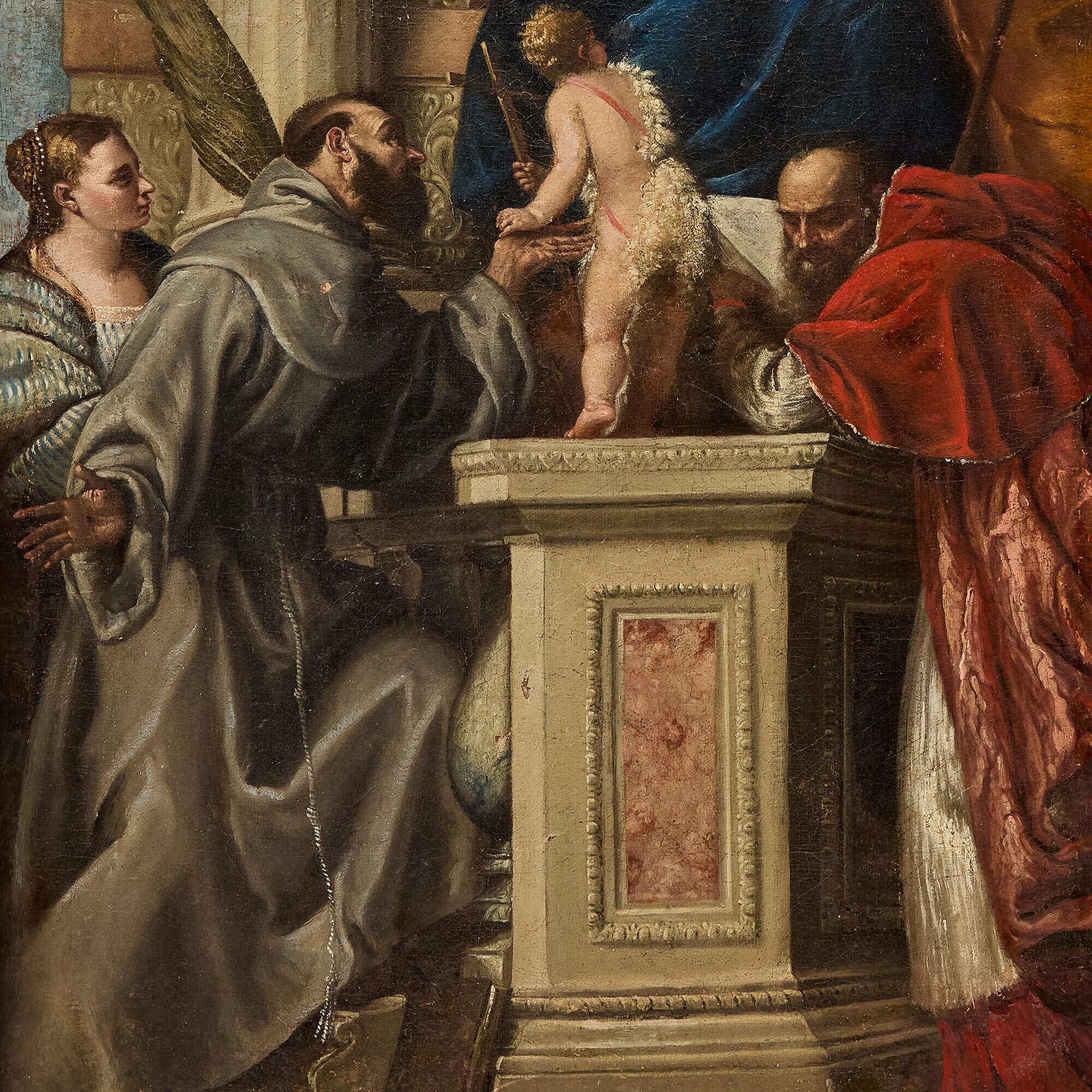 Large Pair Oil Canvas Italian Venetian Religious Scenes After Paolo Veronese im Angebot 4