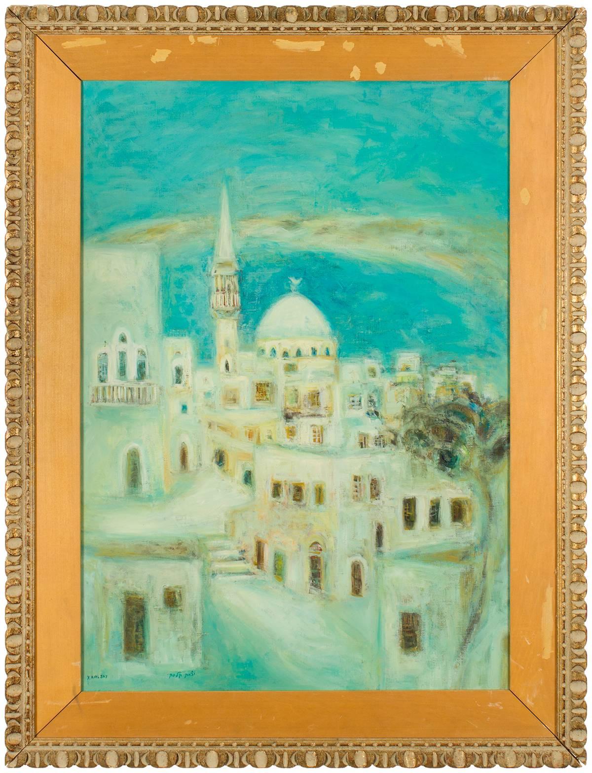 Large Polish Israeli Landscape Mid Century Oil Painting