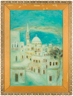 Large Polish Israeli Landscape Mid Century Oil Painting