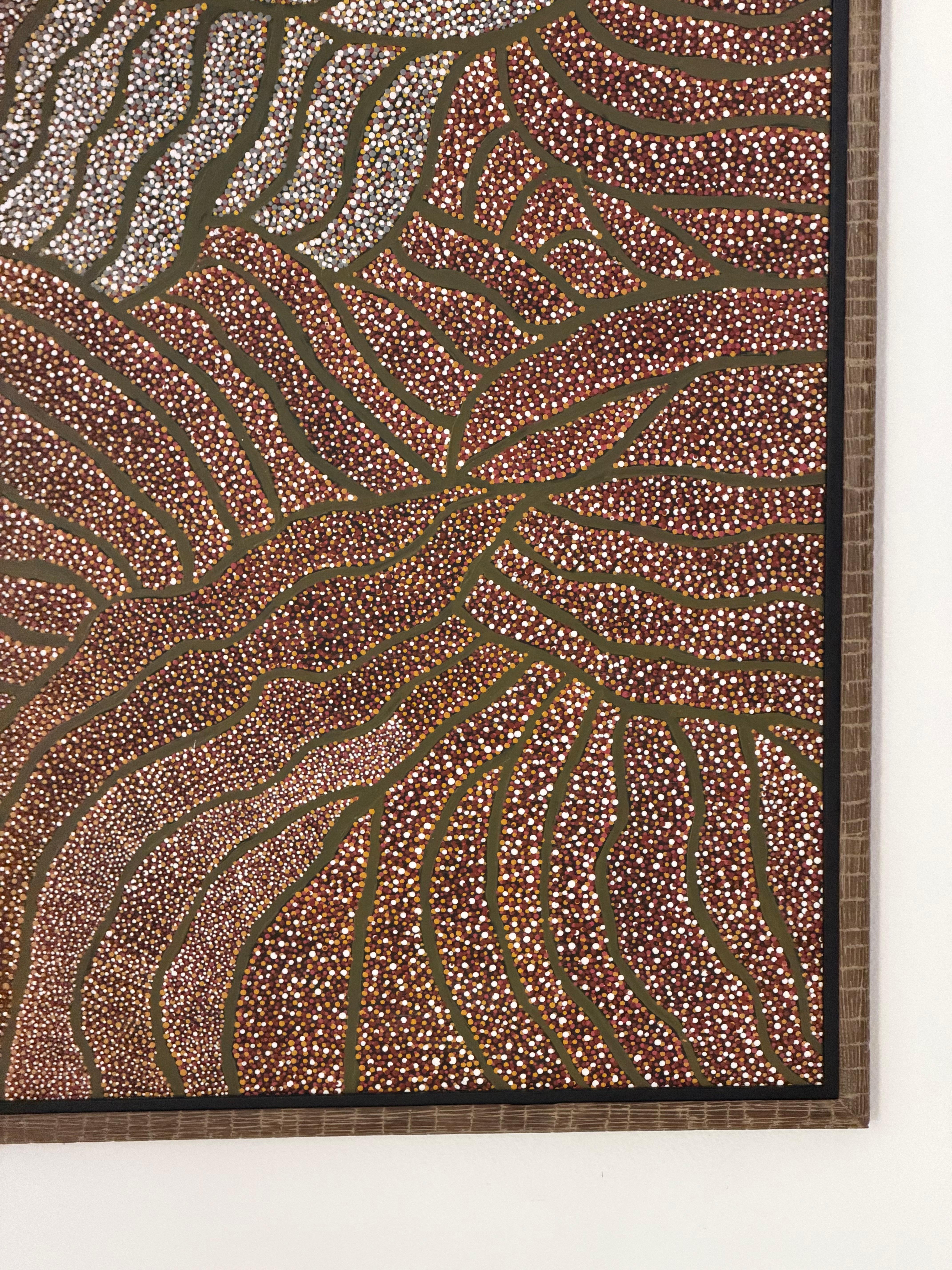 Großformatige Jukurrpa-Traummalerei der Aborigines, zeitgenössisch (Schwarz), Abstract Painting, von Unknown
