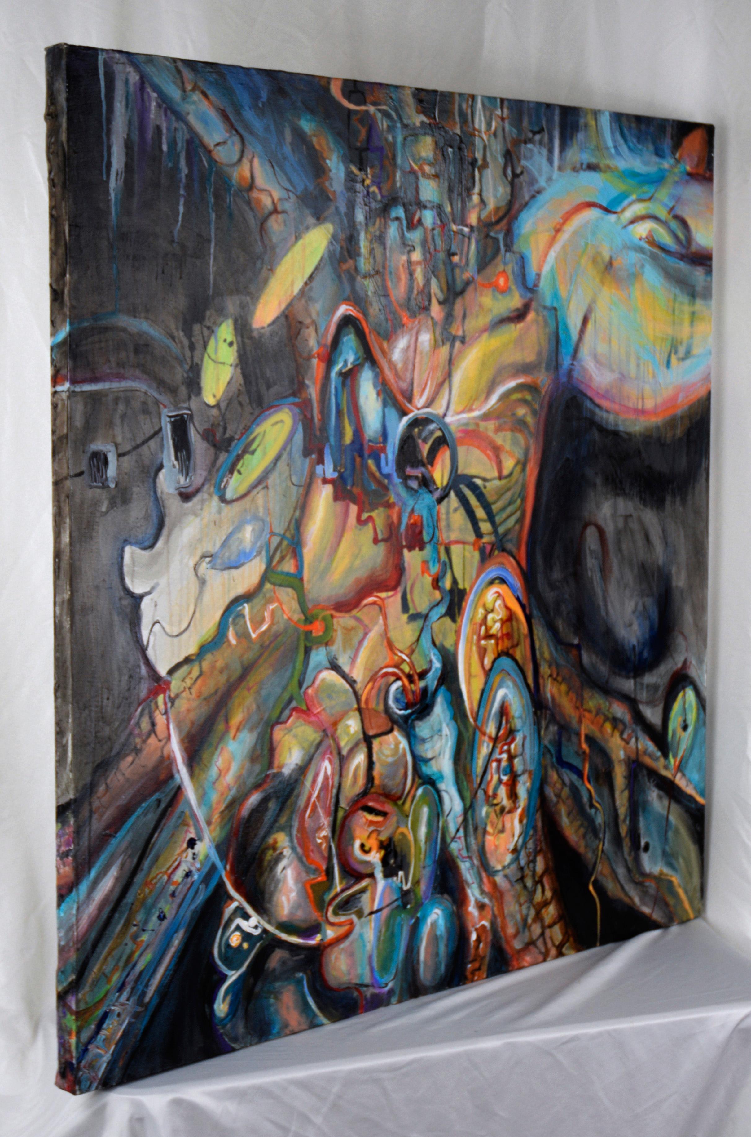 Large Scale Neo-Expressionist Composition in Oil on Canvas For Sale 7