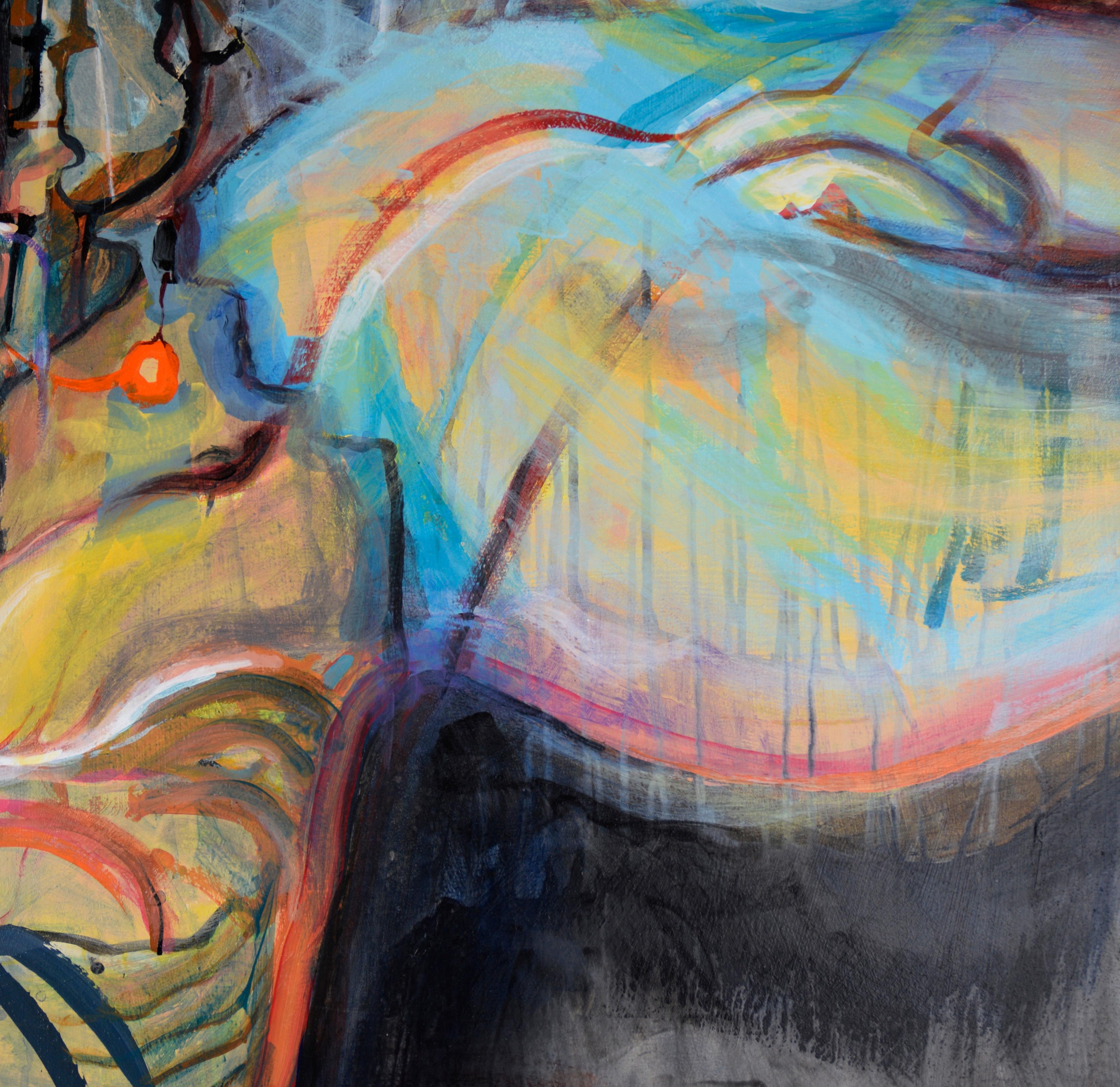 Large Scale Neo-Expressionist Composition in Oil on Canvas

Bright, dynamic composition by an unknown artist (20th Century). Shapes and colors swirl around each other, creating depth and movement. There are multiple layers of paint, with mostly