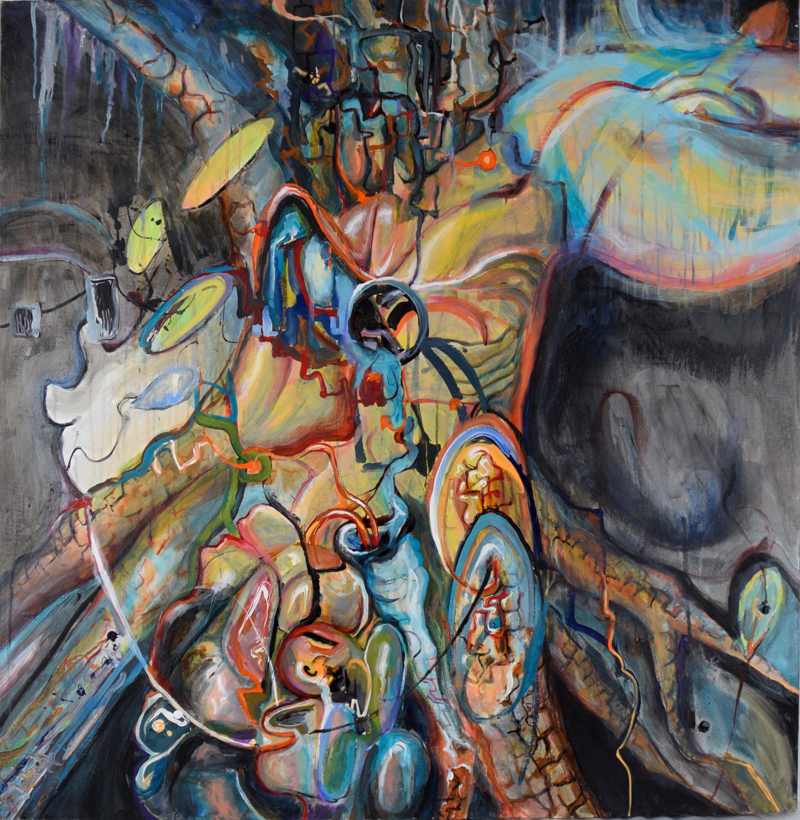 Unknown Abstract Painting - Large Scale Neo-Expressionist Composition in Oil on Canvas