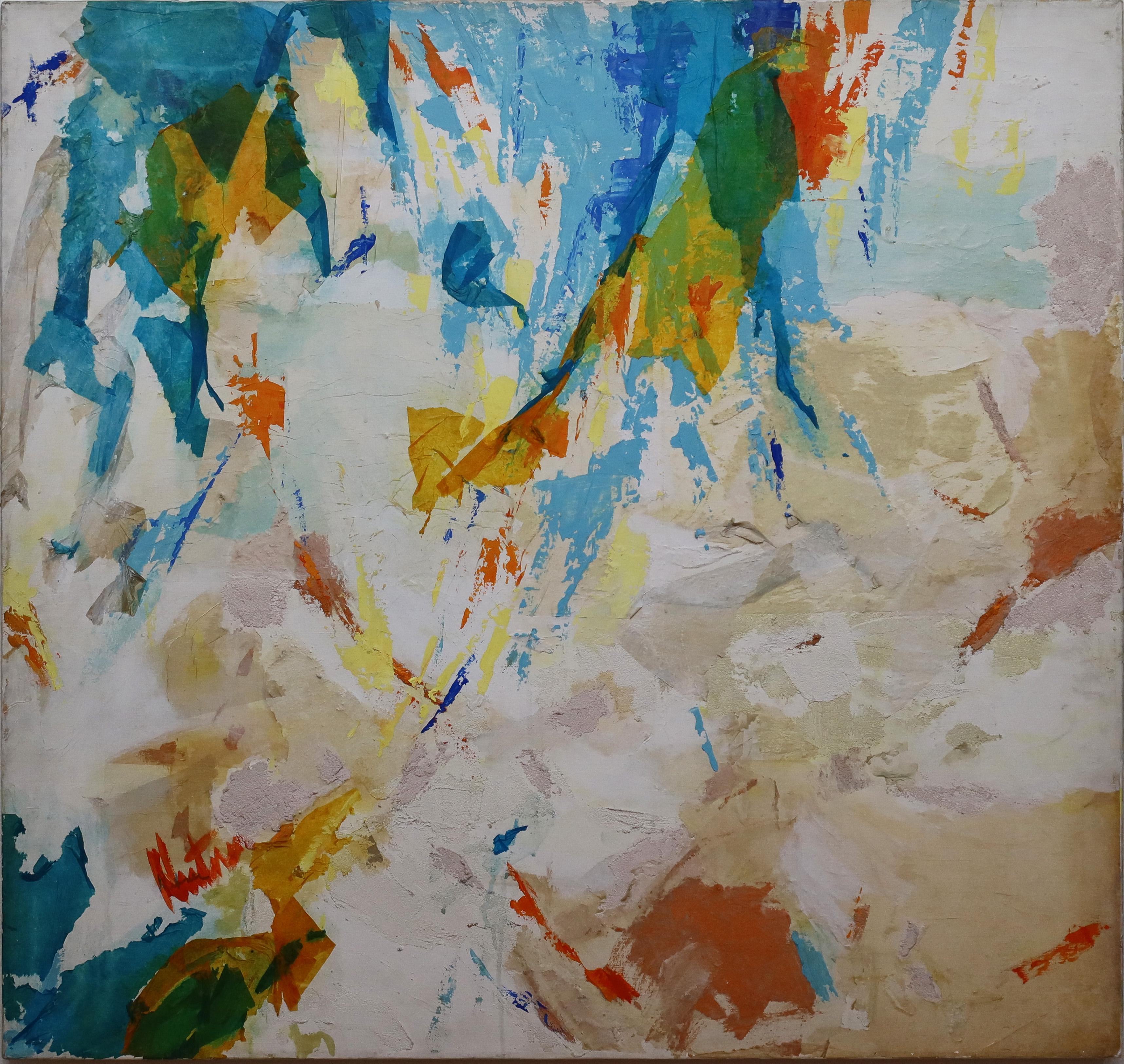Pittura ad olio antica di grandi dimensioni firmata dall'Espressionista Astratto Americano - Painting di Unknown
