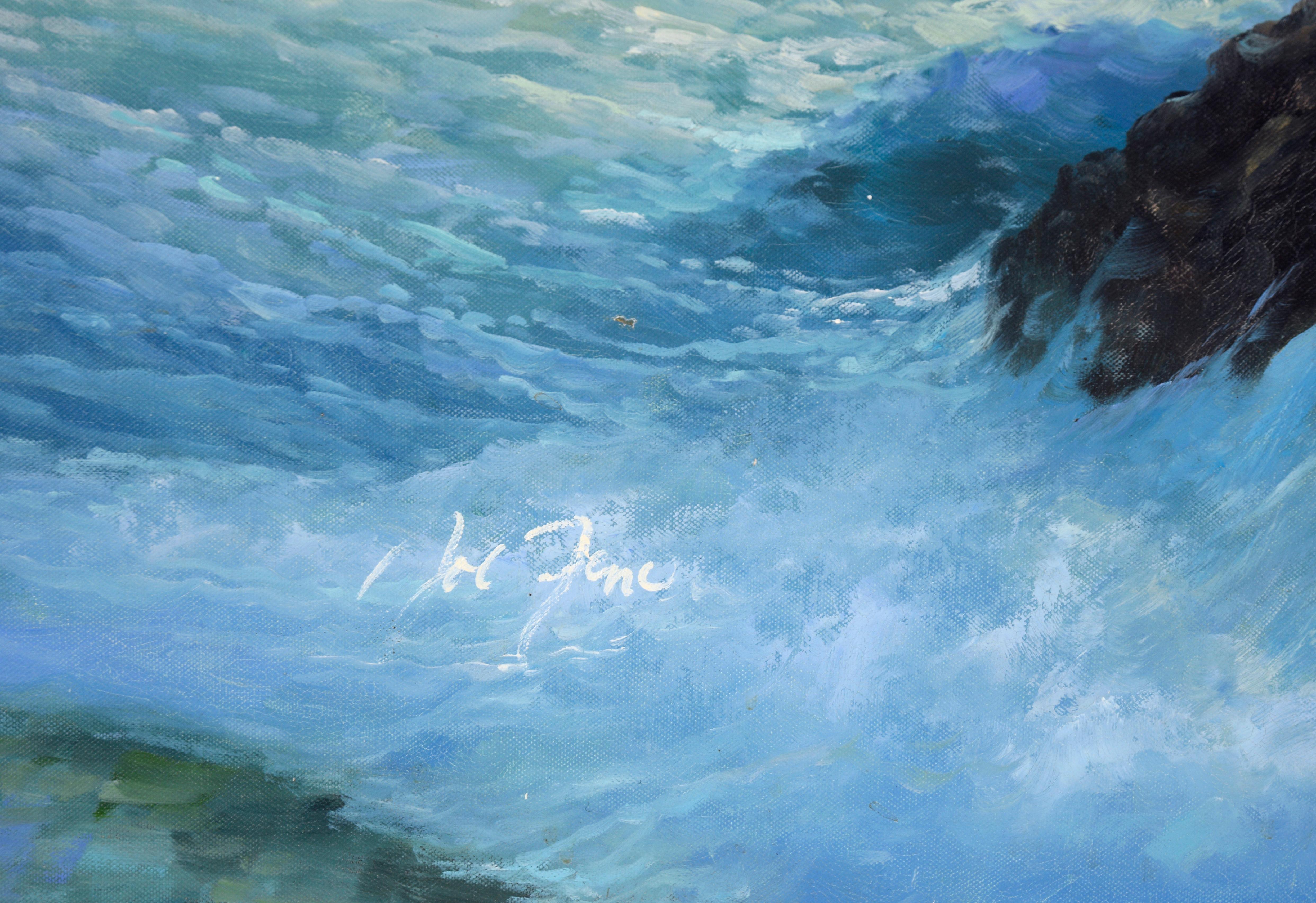 Large Scale Big Sur Seascape in Oil on Canvas For Sale 3