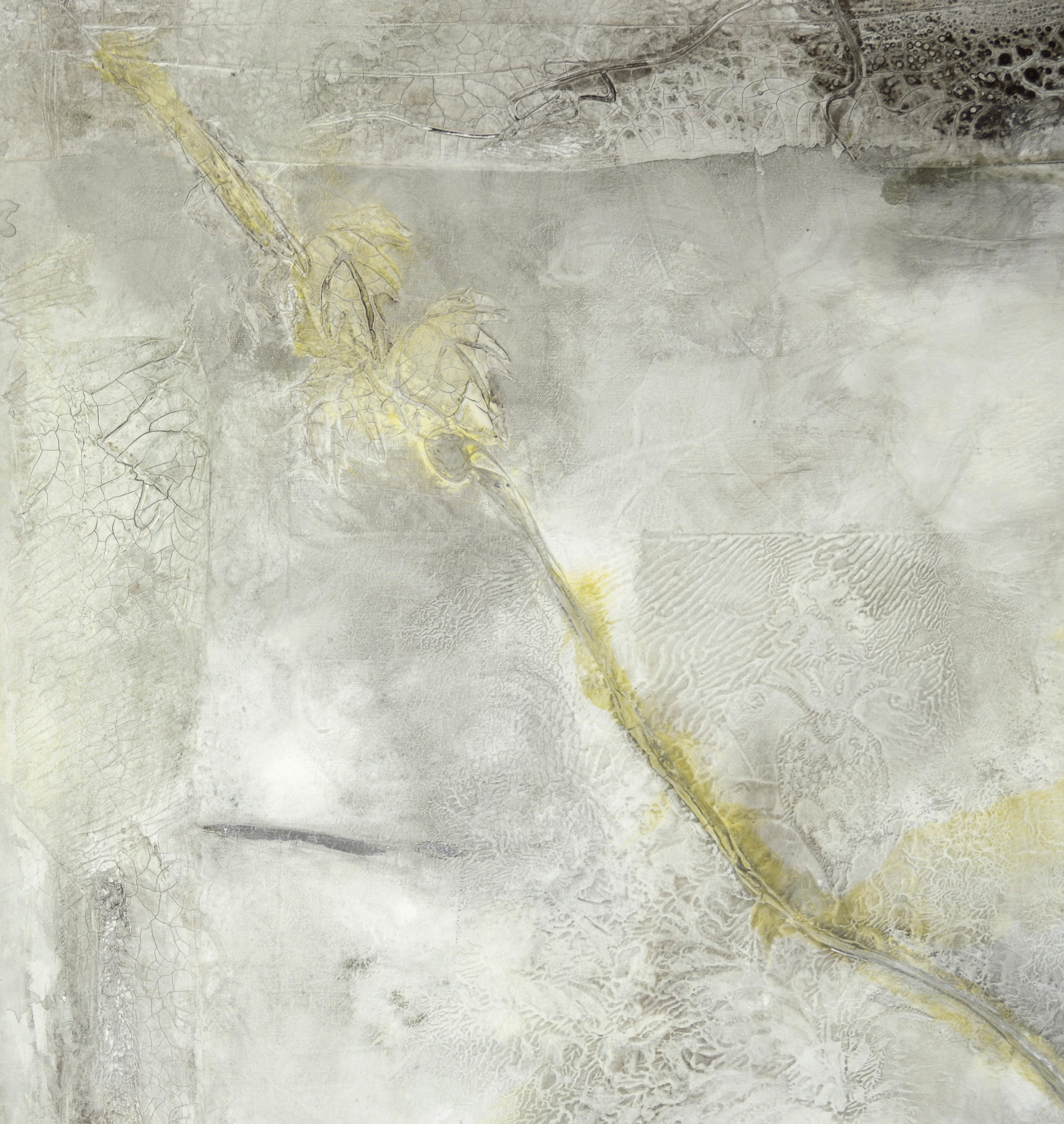Composition abstraite texturée minimaliste à grande échelle - Beige Abstract Painting par Unknown