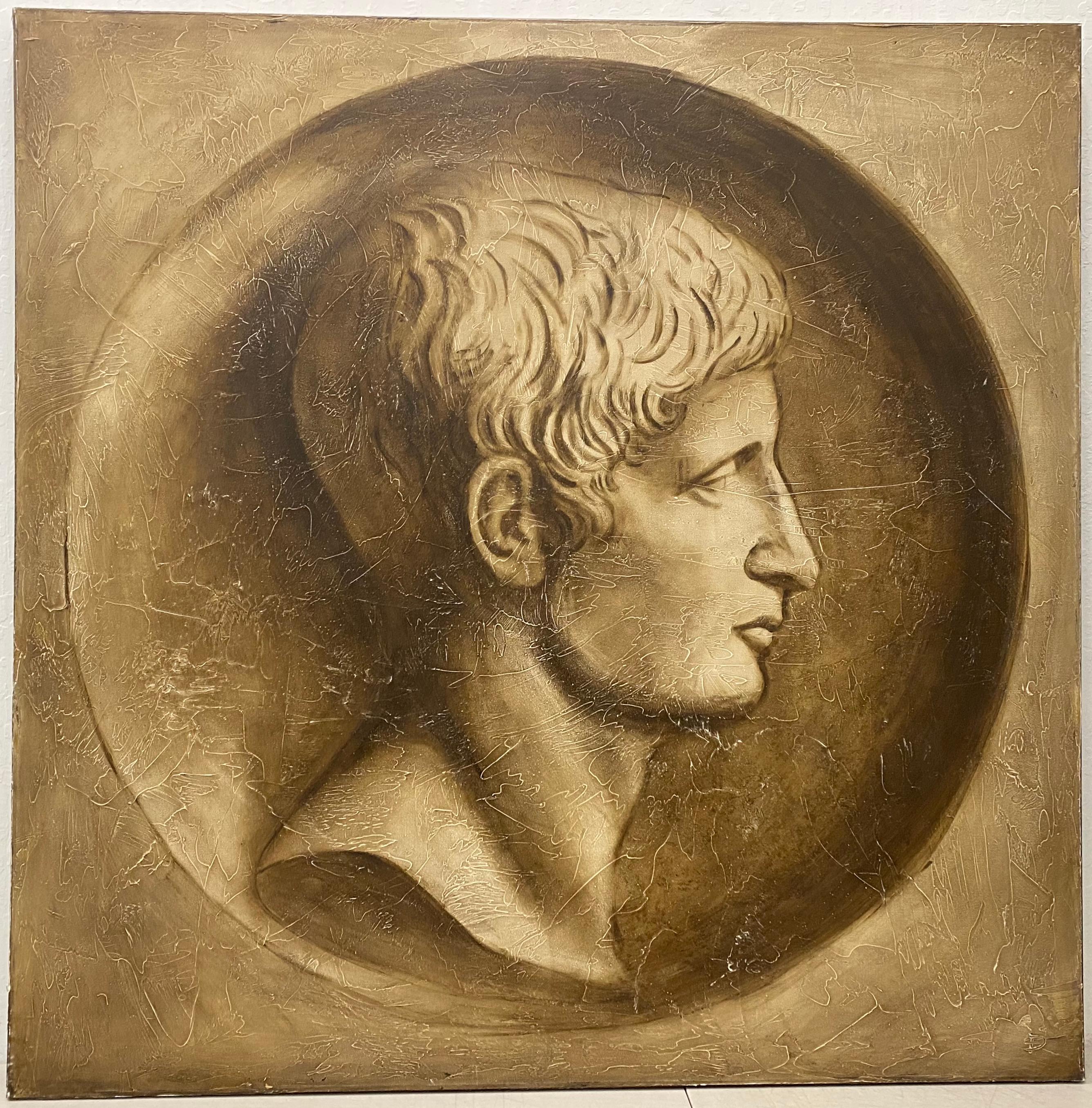 Large Scale Roman Oil Portrait by Tousignant c.1995 - Painting by Unknown