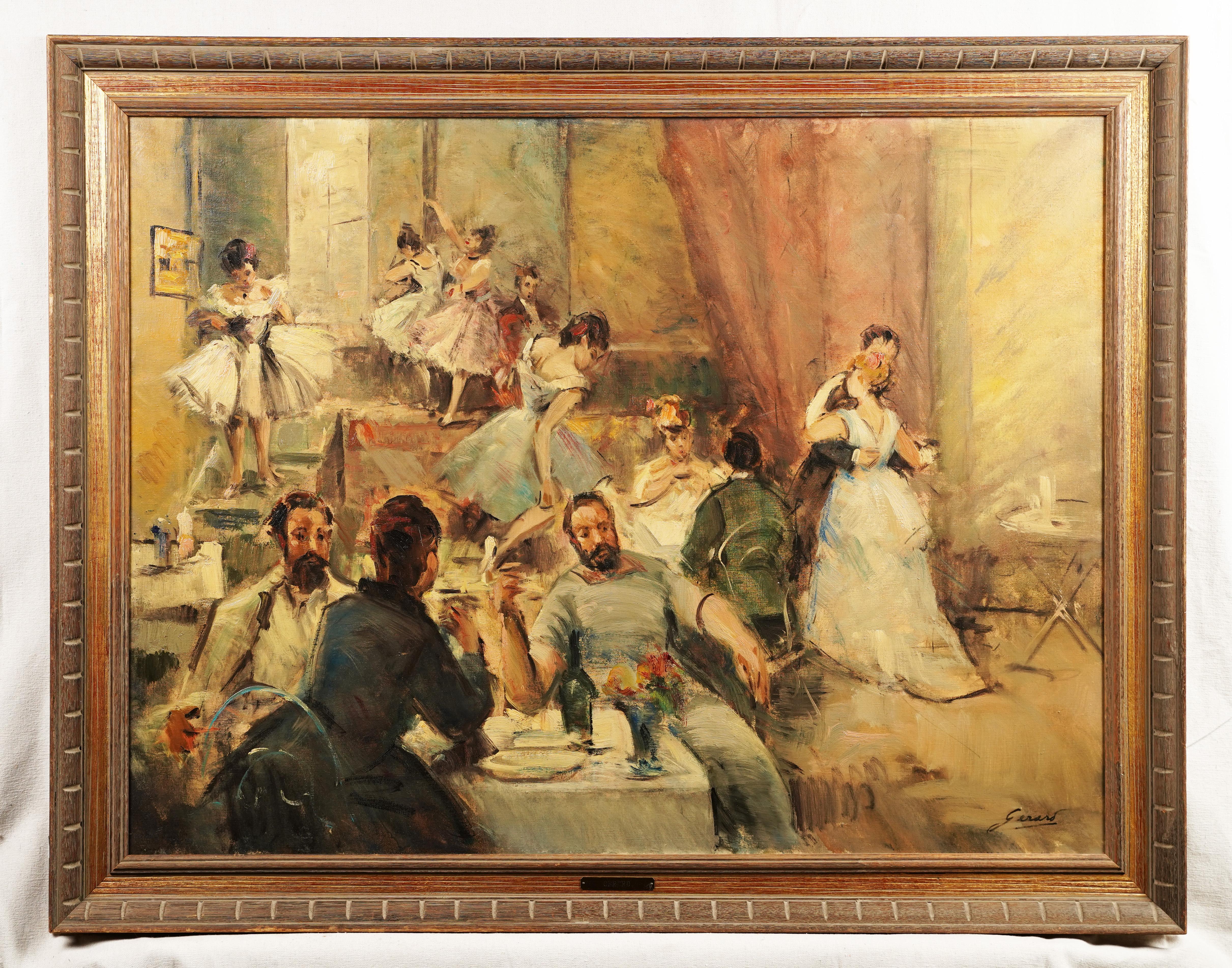 Grande peinture à l'huile originale d'une danseuse de ballet impressionniste française, signée - Painting de Unknown