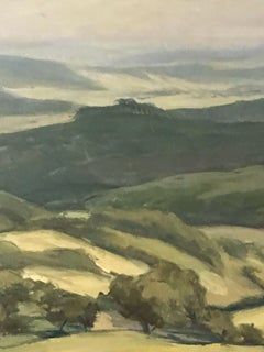 LARGE SIGNED GERMAN VINTAGE OIL - ROLLING PANORAmik-LANDSCAPE MITHILLS