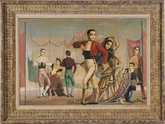 Vintage Large Spanish Surreal Signed Dancer Modernist Original Framed Oil Painting