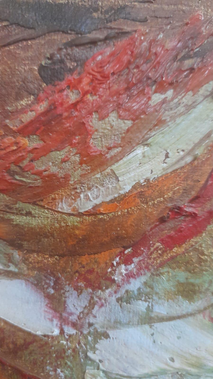 Grande pittura ad olio africana congolese a tre pannelli 1