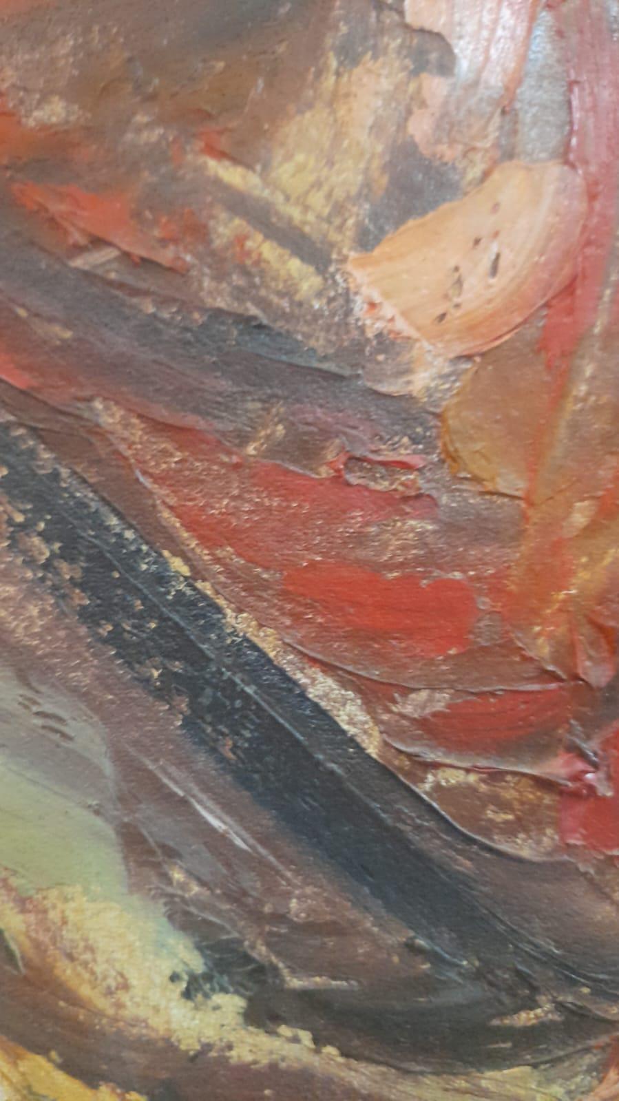 Grande pittura ad olio africana congolese a tre pannelli 3
