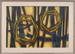 Large Vintage American Modernist Abstract Expressionist Framed Jazz Oil Painting