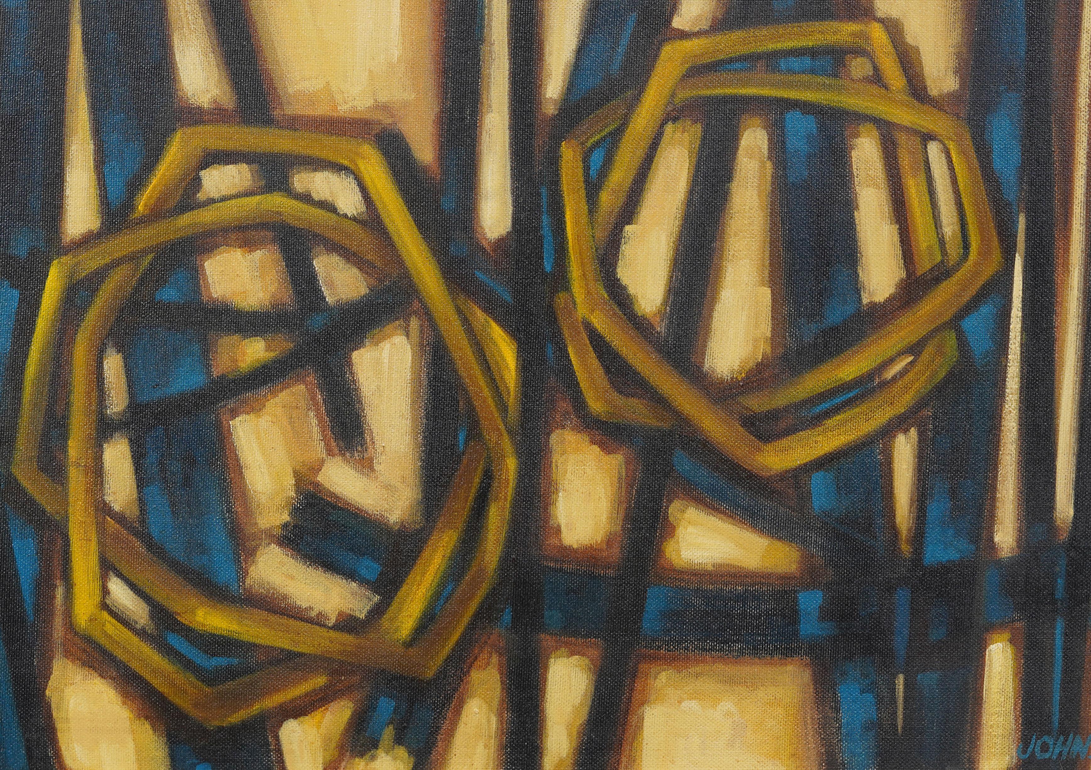 Large Vintage American Modernist Abstract Expressionist Framed Jazz Oil Painting For Sale 2