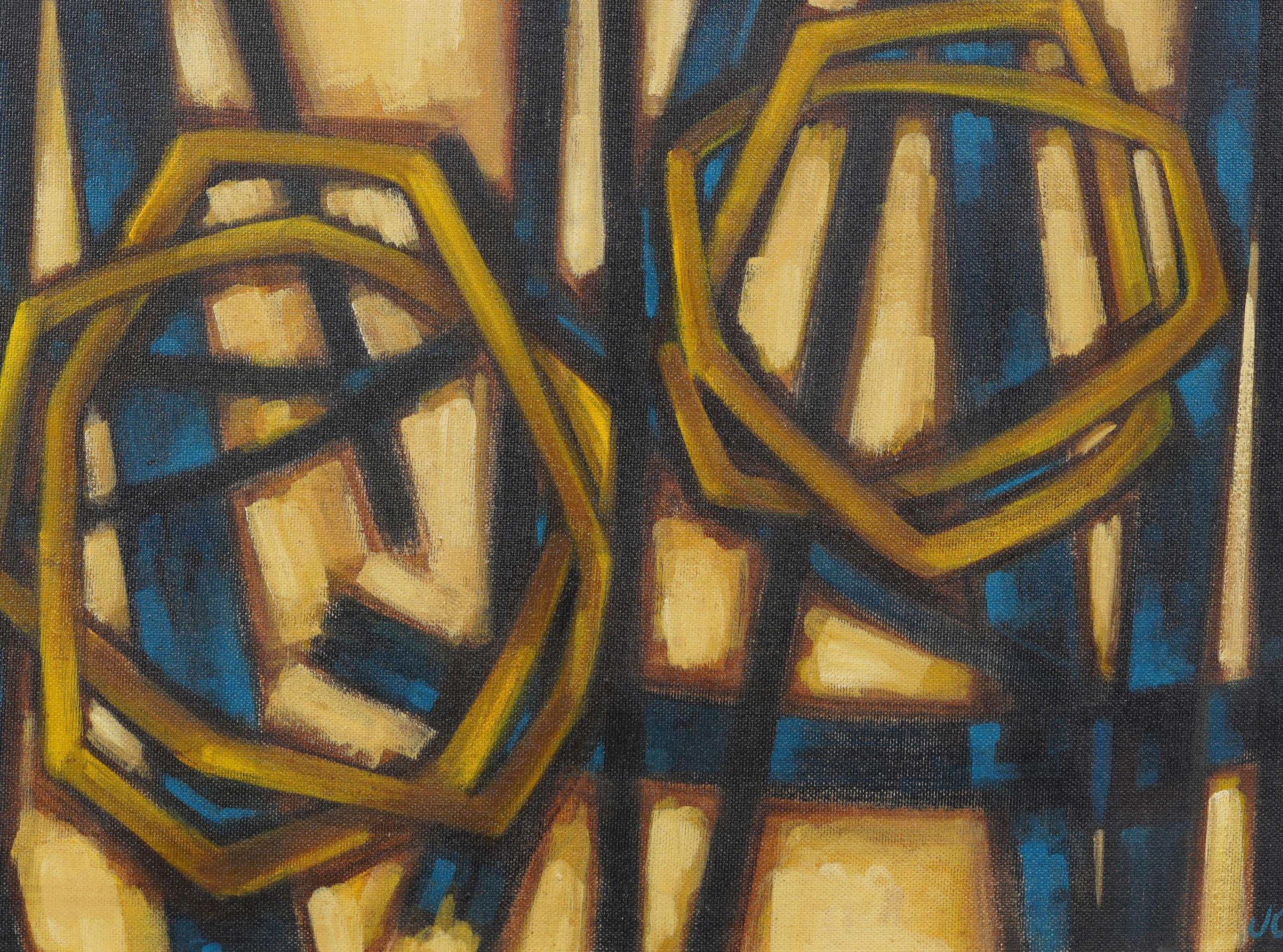 Large Vintage American Modernist Abstract Expressionist Framed Jazz Oil Painting For Sale 3