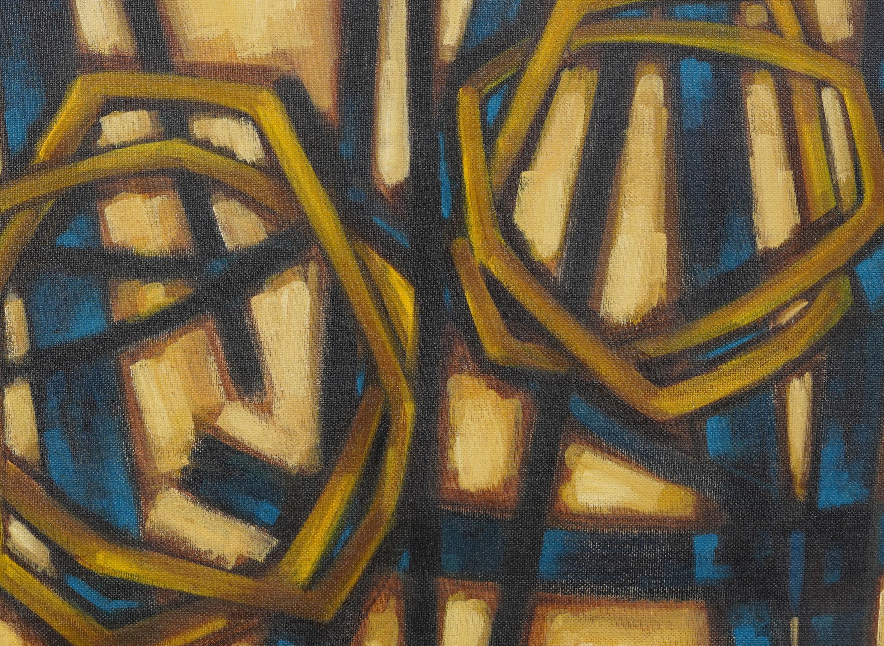 Large Vintage American Modernist Abstract Expressionist Framed Jazz Oil Painting For Sale 4