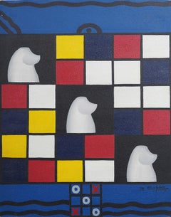 Large Vintage Brazilian Modernist Abstract Oil Painting