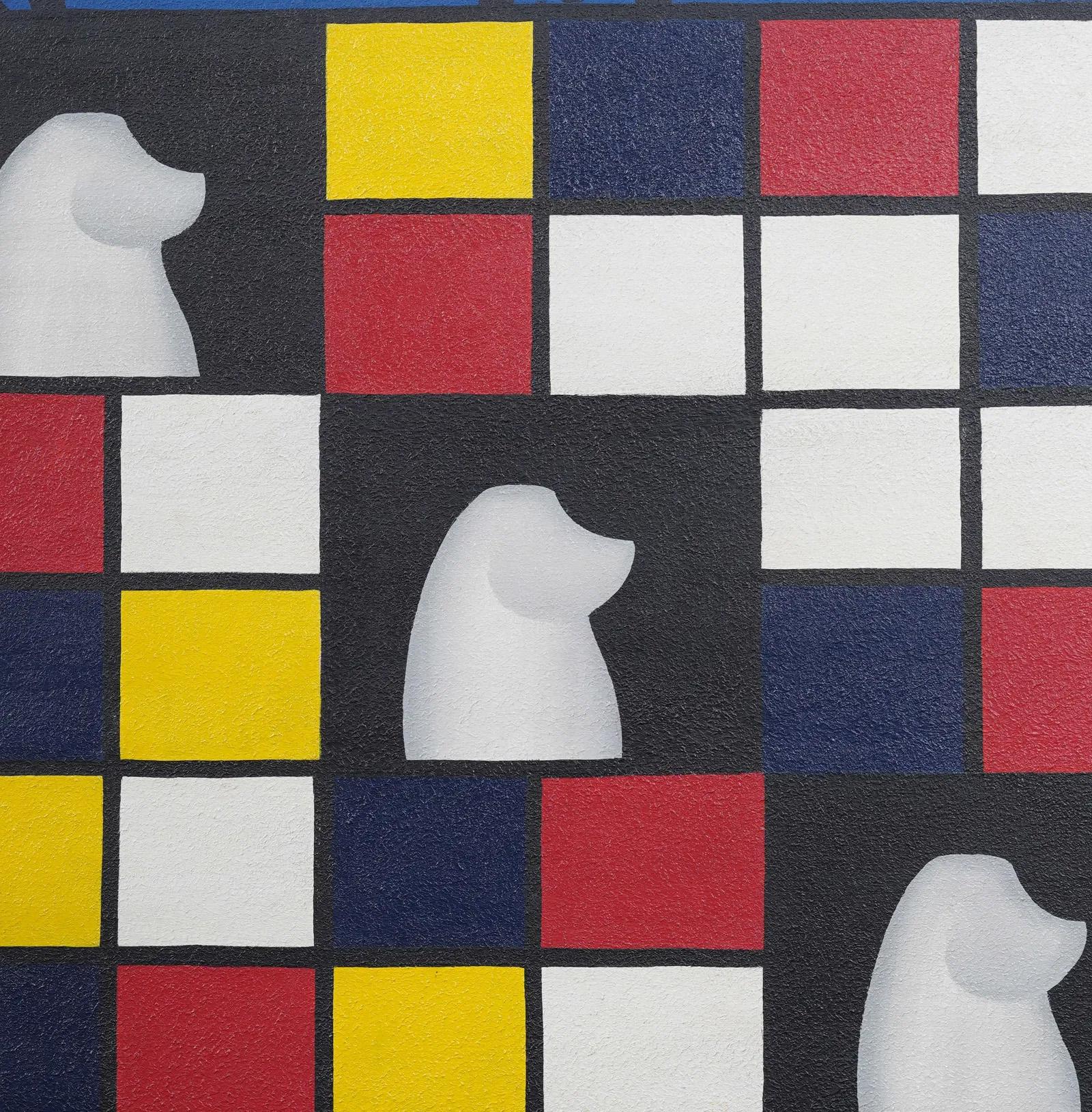 Grande dipinto ad olio astratto brasiliano modernista vintage - Painting Astratto di Unknown