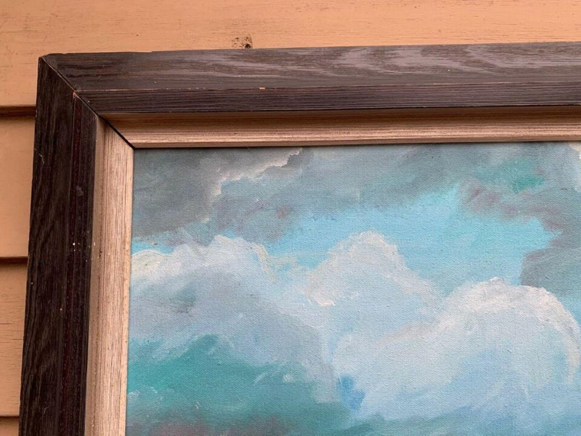 Dies ist ein Original große Vintage-Ölgemälde auf Leinwand zeigt Segeln Schiff und Boot in der stürmischen See.

Präsentiert in einem schönen Holzrahmen. Der Rahmen hat einige Schrammen und Kratzer. Die Malerei ist in gutem Zustand.

Bitte sehen Sie