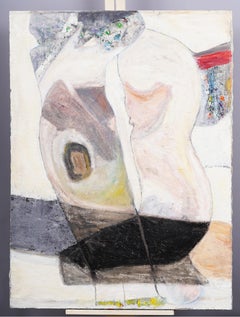 Large Warm Toned Vintage Figural Abstract Oil Painting