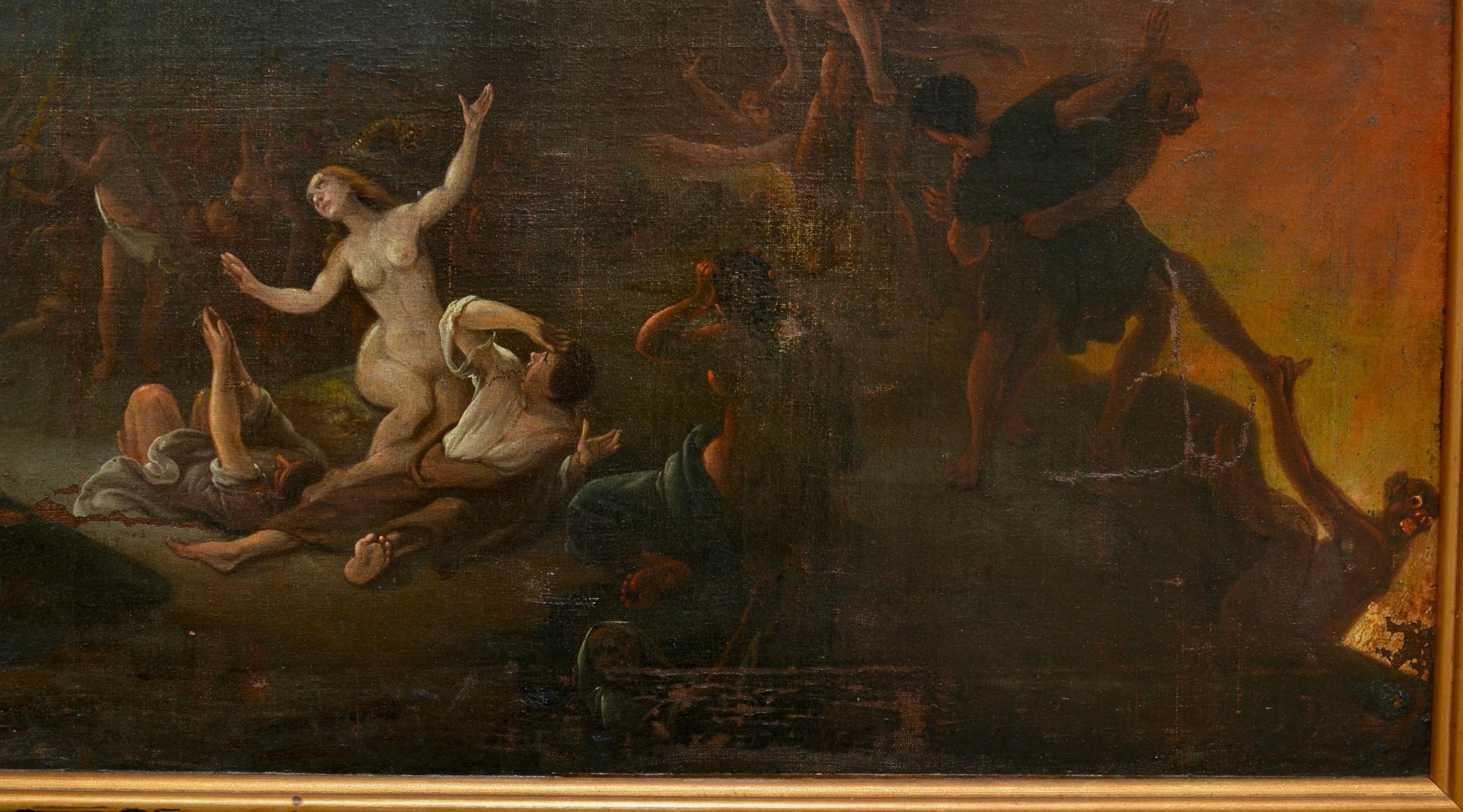 Giudizio Universale, XVII o XVIII secolo Seguace di Hieronymus Bosch - Figurative Painting Nero di Unknown