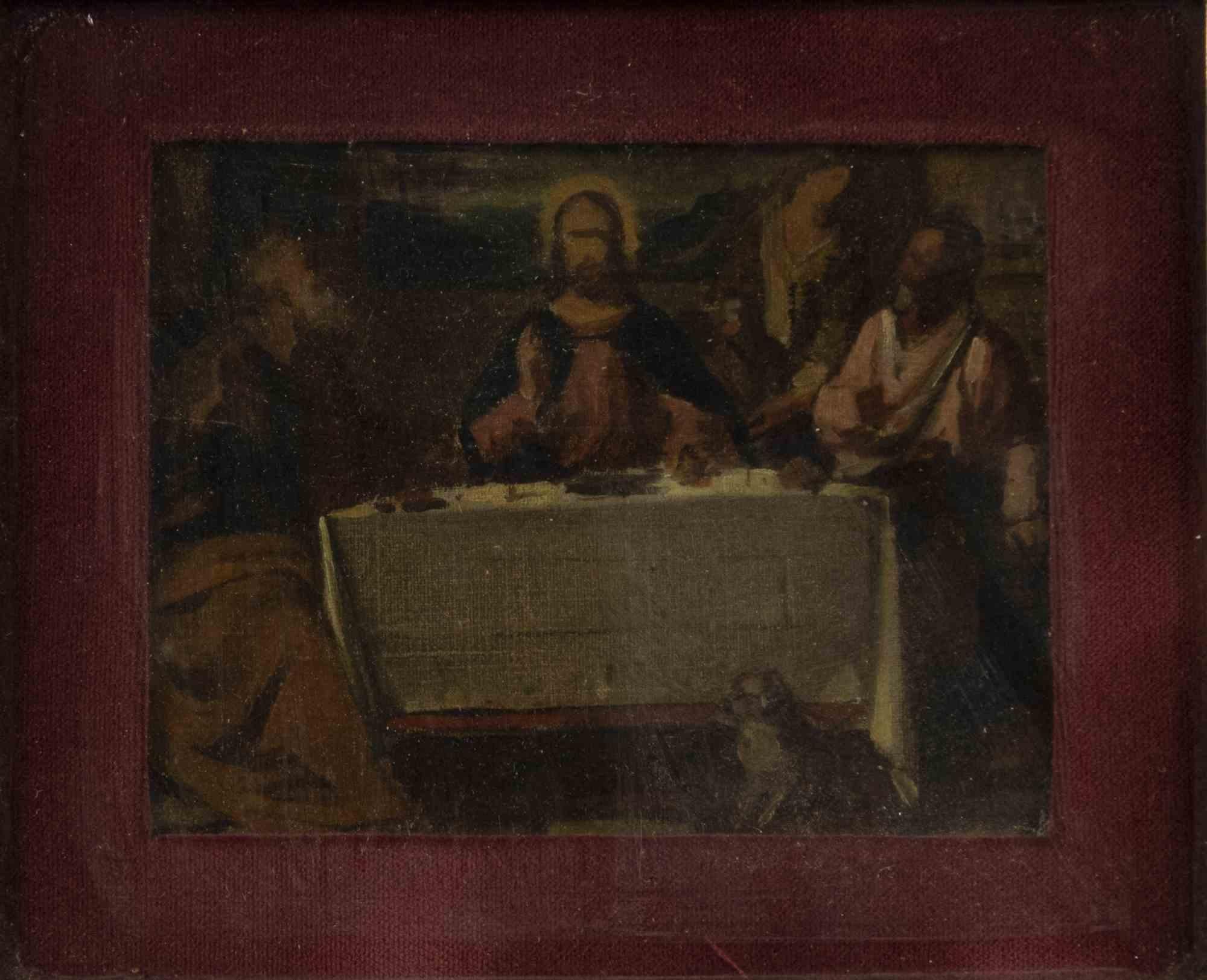 Unknown Figurative Painting - Last Supper - Oil Paint - 19th Century