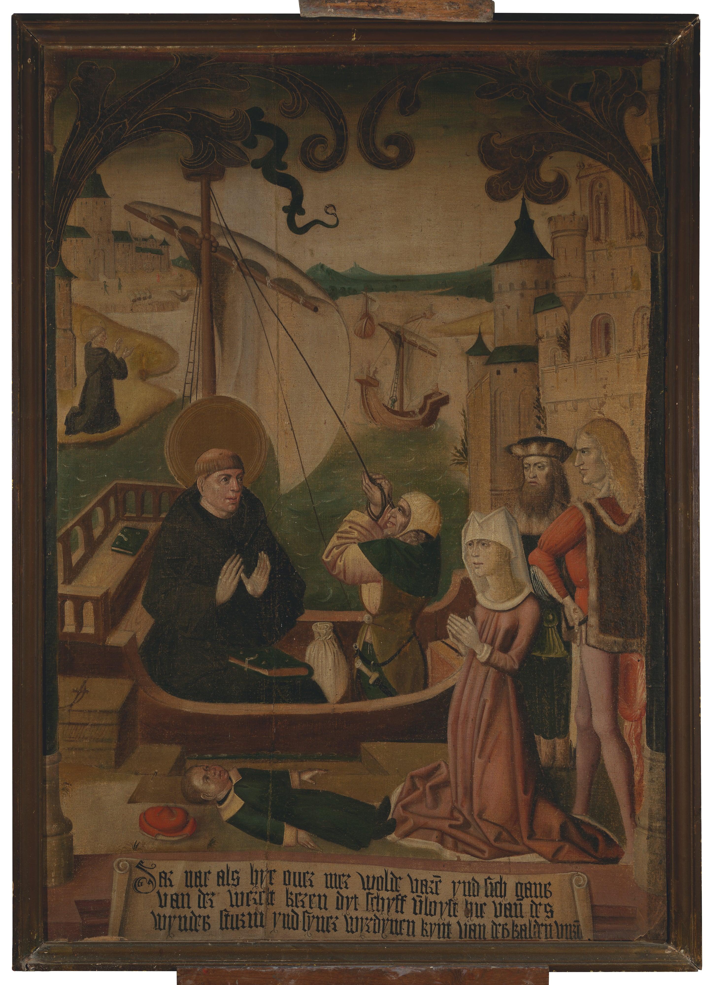 Finales del siglo XV, Tüchlein con San Egidio en una barca - Painting Gótico de Unknown