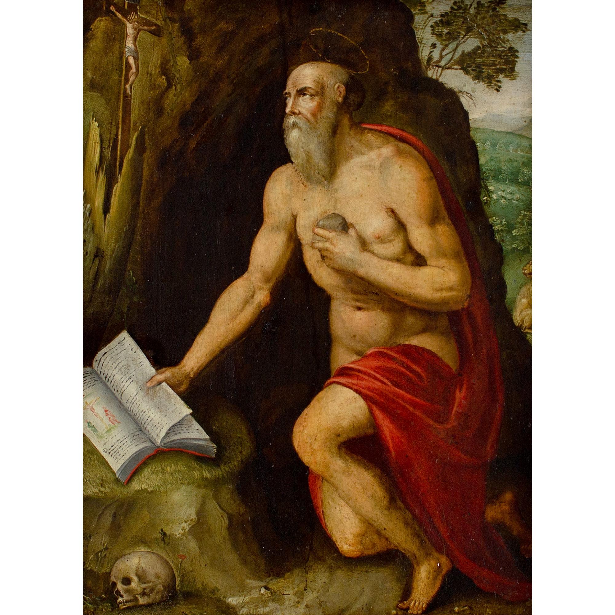 Spätes 16. Jahrhundert, Italienische Schule Heiliger Hieronymus der Büßer, Religiöse Kunst – Painting von Unknown