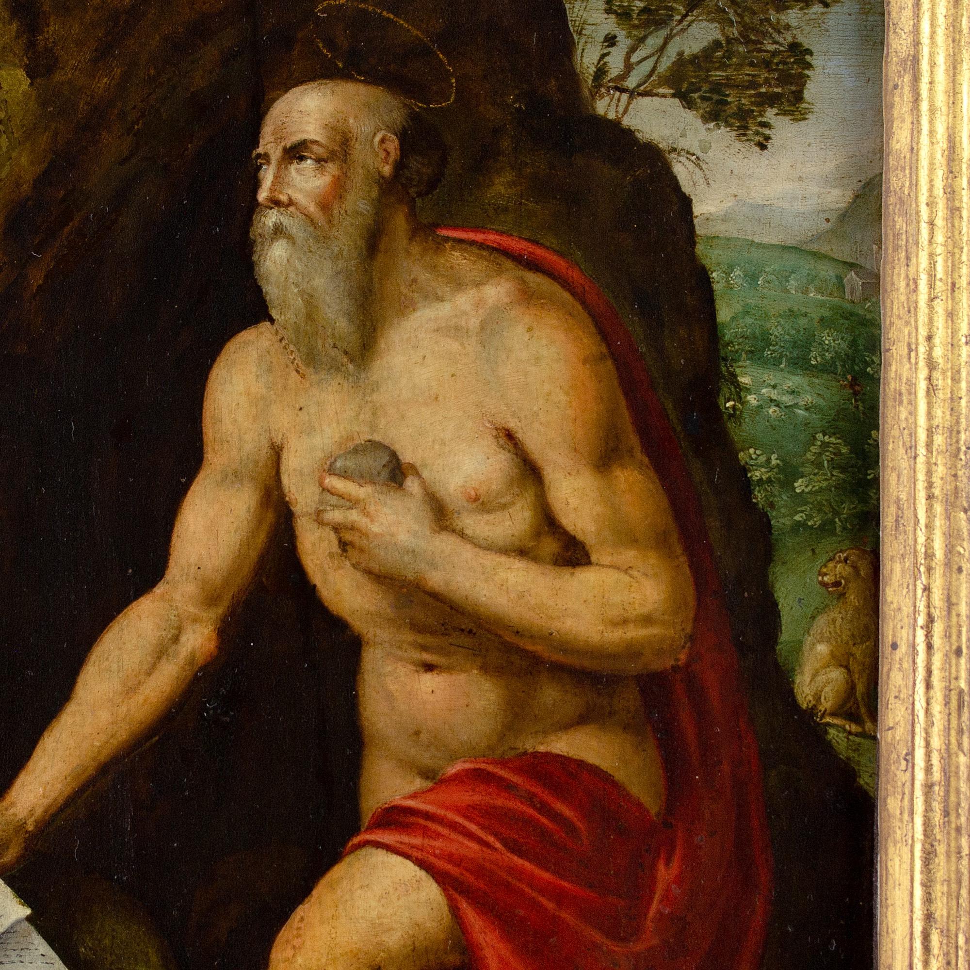 Spätes 16. Jahrhundert, Italienische Schule Heiliger Hieronymus der Büßer, Religiöse Kunst im Angebot 2