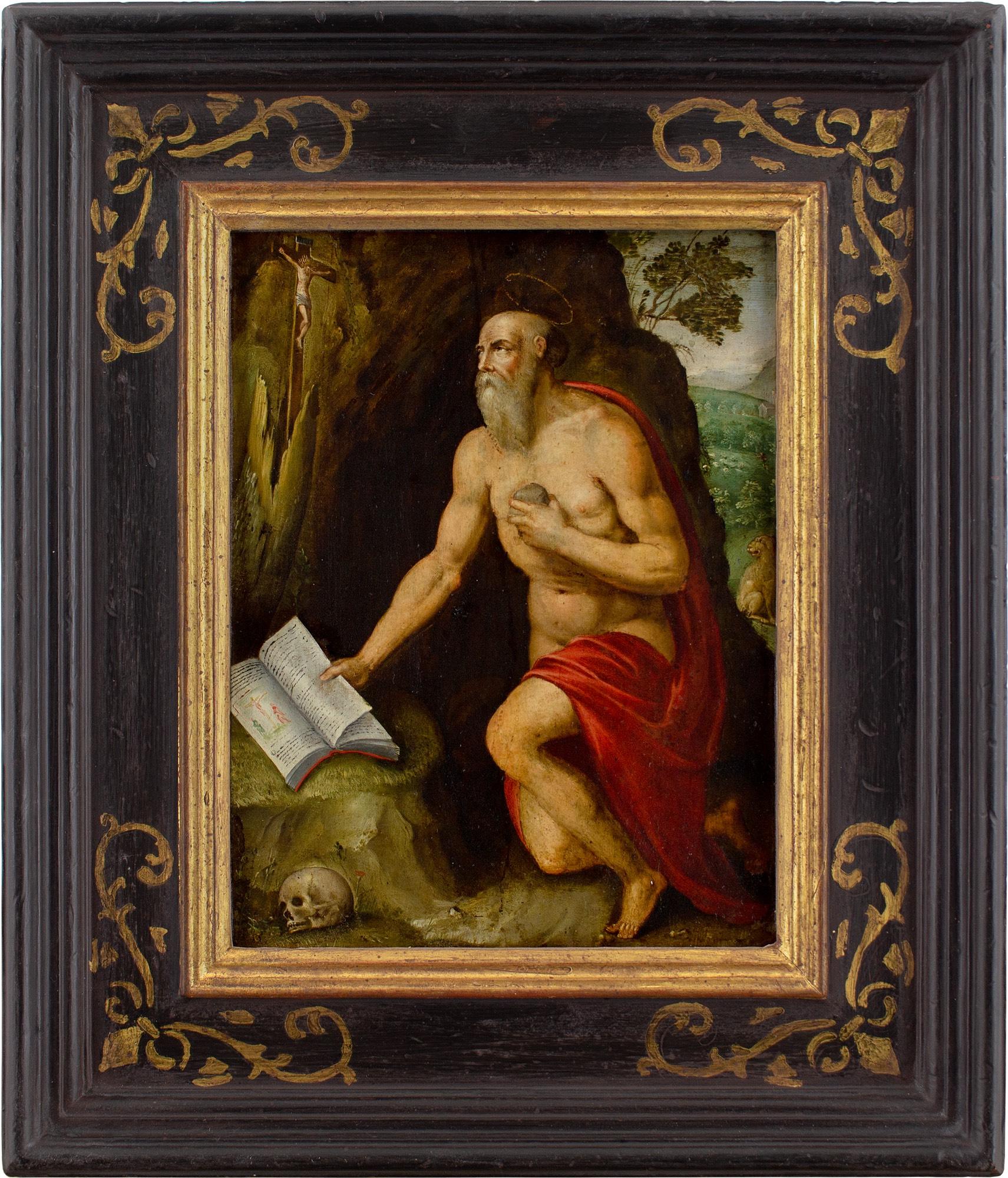 Unknown Figurative Painting – Spätes 16. Jahrhundert, Italienische Schule Heiliger Hieronymus der Büßer, Religiöse Kunst