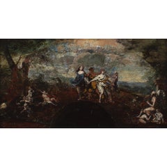 Continental School del tardo 17° secolo, ventaglio allungato